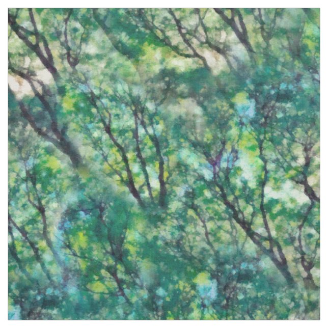 Tissu Motif de forêt verte aquarelle (Échantillon)