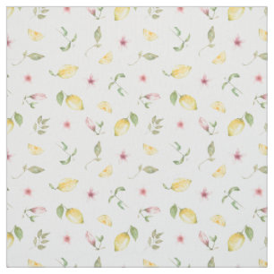 Tissu Motif de fruits de citron jaune brillant d'été mod