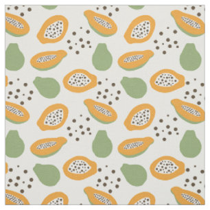Tissu Motif de fruits tropicaux à la papaye