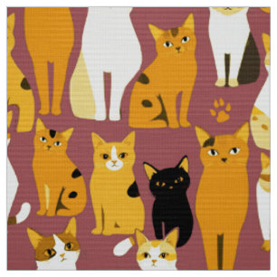 Tissu Motif de Ginger, Chats noirs et blancs