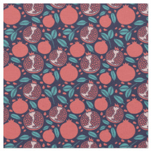 Tissu Motif de grenade sur Motif bleu
