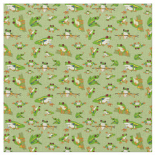 Tissu Motif de grenouille à arbre rouge