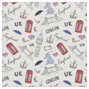 Tissu Motif de griffonnages de ville de Londres