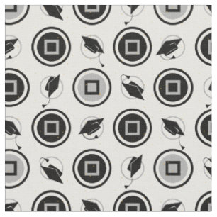 Tissu Motif de la casquette noire et d'argent