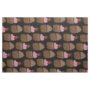 Tissu Motif de la fraise de Cupcake au chocolat noir