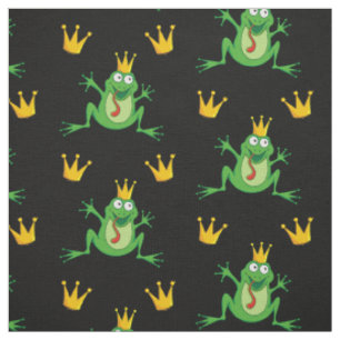 Tissu Motif de la grenouille-Prince avec des couronnes