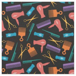 Tissu Motif de la silhouette de l'outil Coiffure noire d