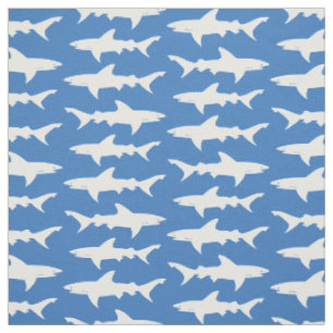 Tissu Motif de l'école bleue et blanche des requins