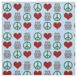 Tissu Motif de l'hippopotame de Peace Love