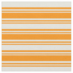 Tissu Motif de lignes orange foncé et beige