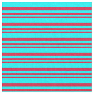Tissu Motif de lignes/rayures de couleur Crimson et Cyan