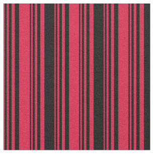 Tissu Motif de lignes/rayures de couleur noire et Crimso