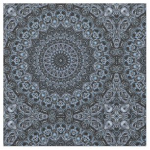 Tissu Motif de mandala bleu foncé et noir