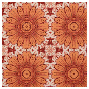 Tissu Motif de marguerite géométrique en Mandarin Orange