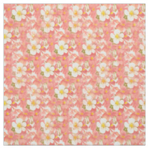 Tissu Motif de marguerites blanches et roses