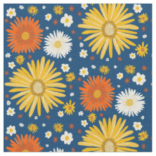 Tissu Motif de marguerites rétro