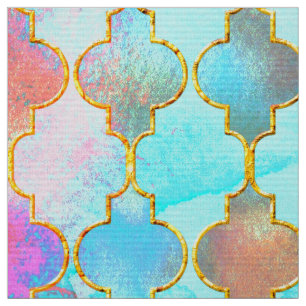 Tissu Motif de Maroccan de rose et d'Aqua