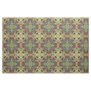 Tissu Motif de mosaïque de marsala rouge ocre jaune Tur