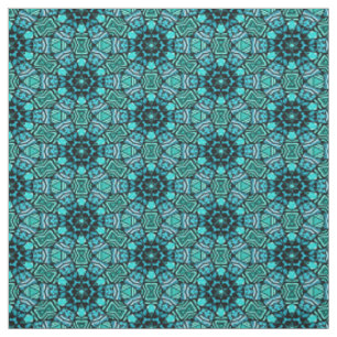 Tissu Motif de mosaïque orientale Turquoise rétro
