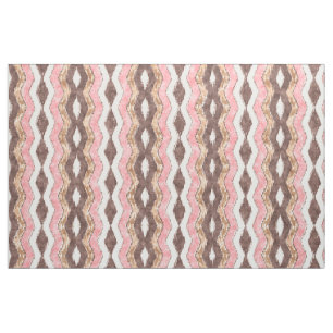 Tissu Motif de mosaïque rose Brown Ikat Zigzag