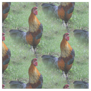 Tissu Motif de nature animale du coq qui chante