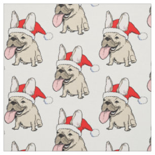 Tissu Motif de Noël de bouledogues français