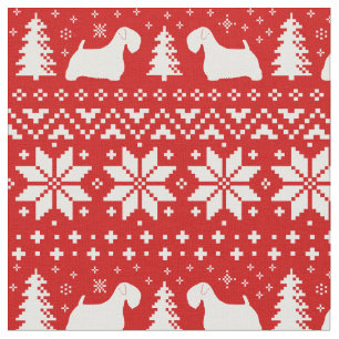 Tissu Motif de Noël de silhouettes de Sealyham Terrier