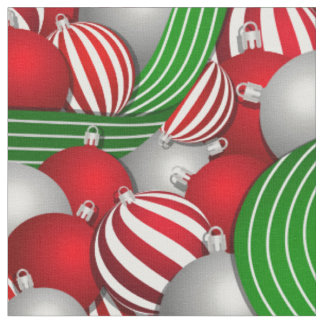 Tissu motif de Noël des balles rouges et rayées