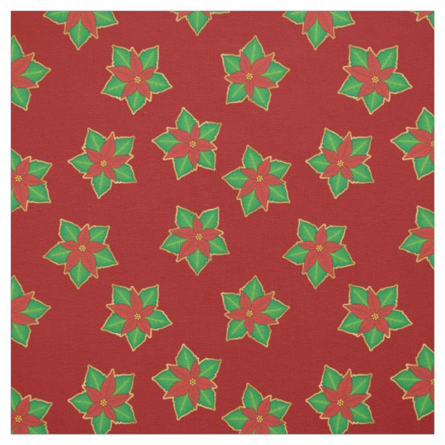 Tissu Motif de Noël Poinsettia (Échantillon)