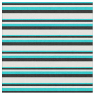 Tissu Motif de nuances turquoise, noire et blanche