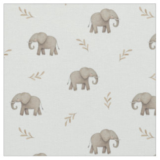 Tissu Motif de nursery bleu poussiéreux aux éléphants à 