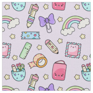 Tissu Motif de papeterie Kawaii