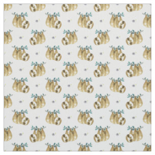 Tissu Motif de paresse d'aquarelle de tarte de Cutie