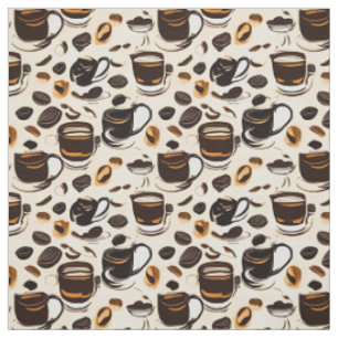 Tissu Motif de peinture à l'huile de café noir
