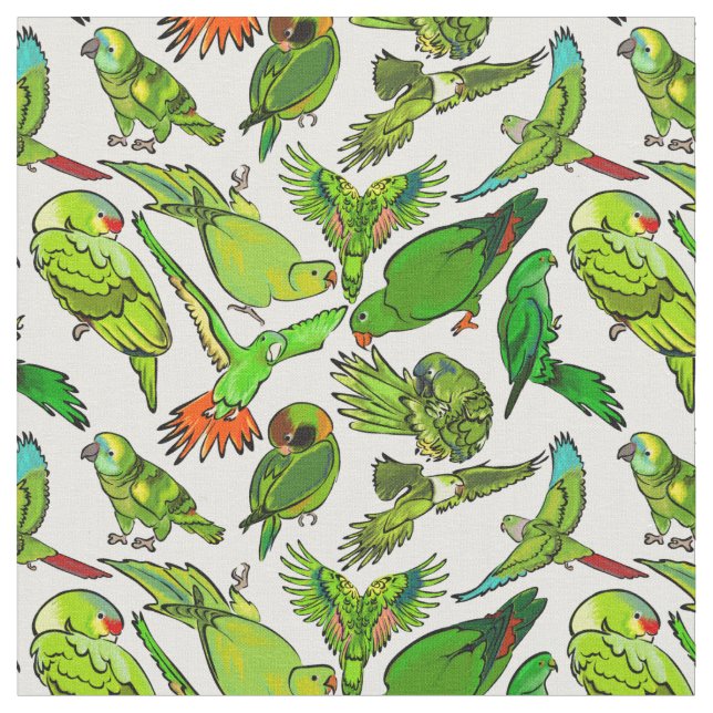 Tissu Motif de perroquets verts (Fermer)