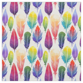 Tissu Motif de plume d'aquarelle