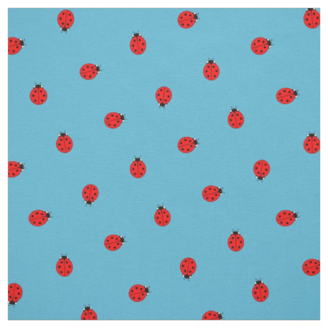 Tissu Motif de point Polka de Ladybug sur Blue (Échantillon)