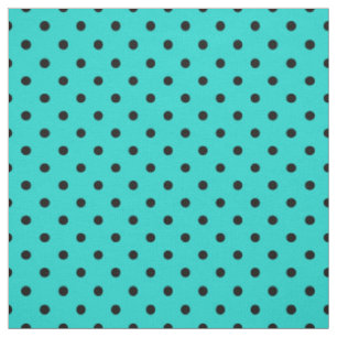 Tissu Motif de point tacheté noir de polka de turquoise