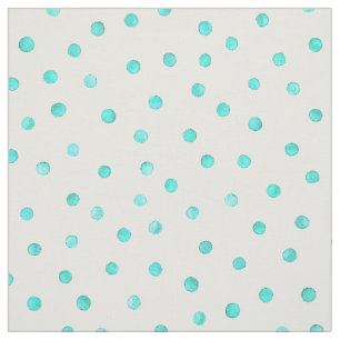 Tissu Motif de points blanc bleu turquoise de confettis