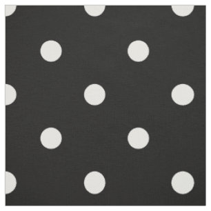 Tissu Motif de points Polka noir et blanc