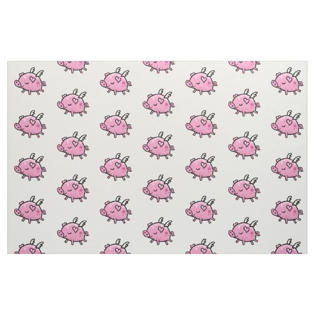 Tissu Motif de porc de vol (Fat Quarter)