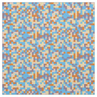 Tissu Motif de puzzle orange, Pêche, Jaune, Bleu, Violet