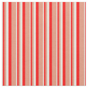 Tissu Motif de rayures de couleur beige, rouge et Saumon