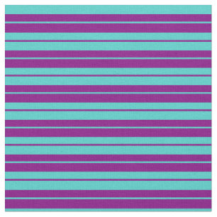 Tissu Motif de rayures de couleur turquoise et violette