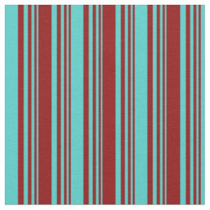 Tissu Motif de rayures rouge foncé et turquoise