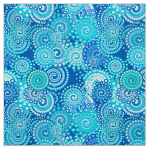 Tissu Motif de remous de fractale, bleu de cobalt