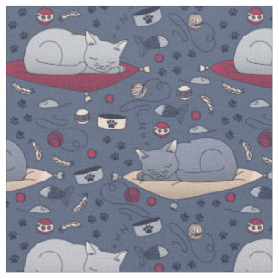 Tissu Motif de rêve de chats doux et confortable