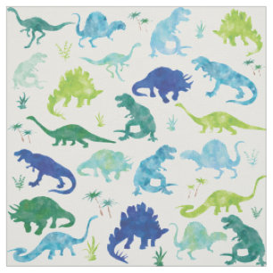 Tissu Motif de silhouette de Dinosaur Aquarelle pour enf