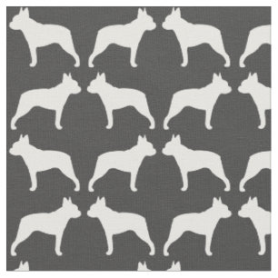 Tissu Motif de silhouettes de Boston Terrier