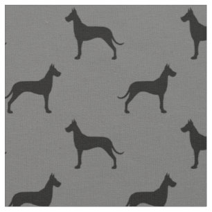 Tissu Motif de silhouettes de chien de great dane gris